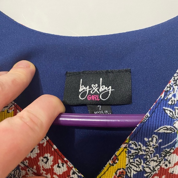 by&by Girls Multicolor Floral Patchwork High Low Back Tie String Size 7 - Picture 2 of 9